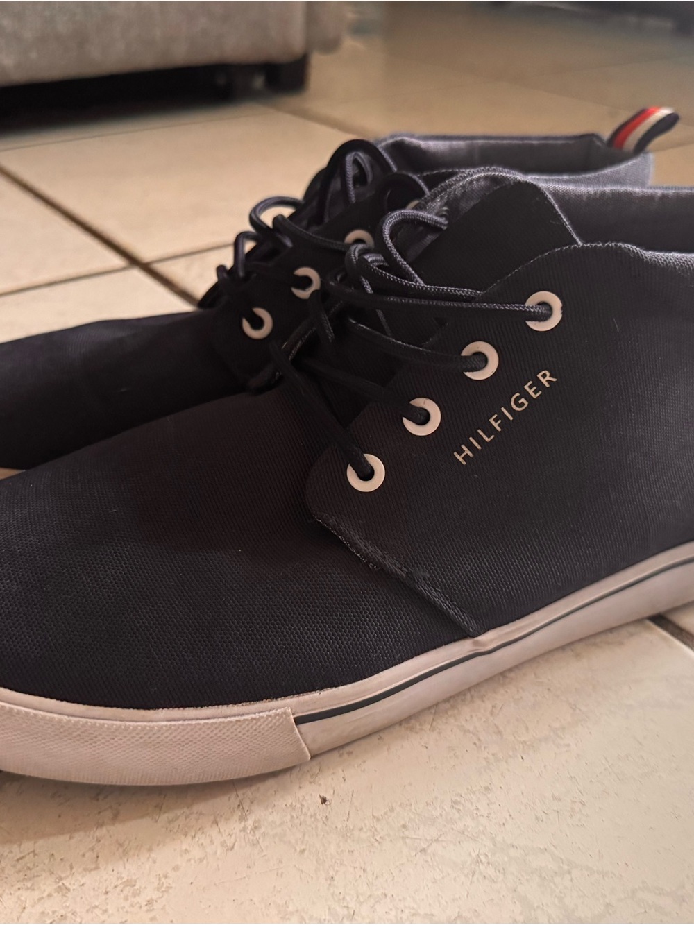 Tommy Hilfiger Men's Black Canvas Chukka Boots with White Sole